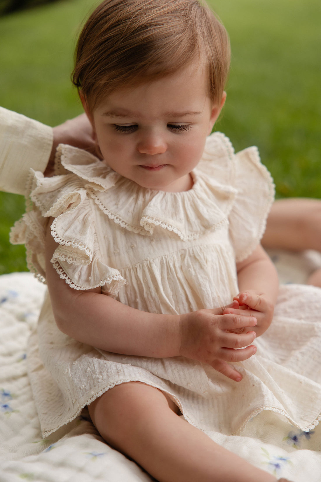 Organic Cotton Frannie Playsuit-Parchment Childrens Playsuit from Jamie Kay USA
