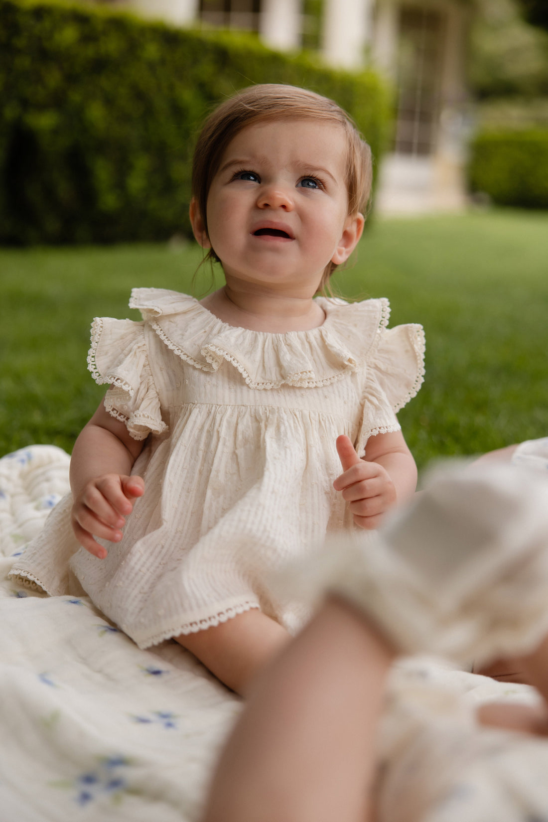 Organic Cotton Frannie Playsuit-Parchment Childrens Playsuit from Jamie Kay USA