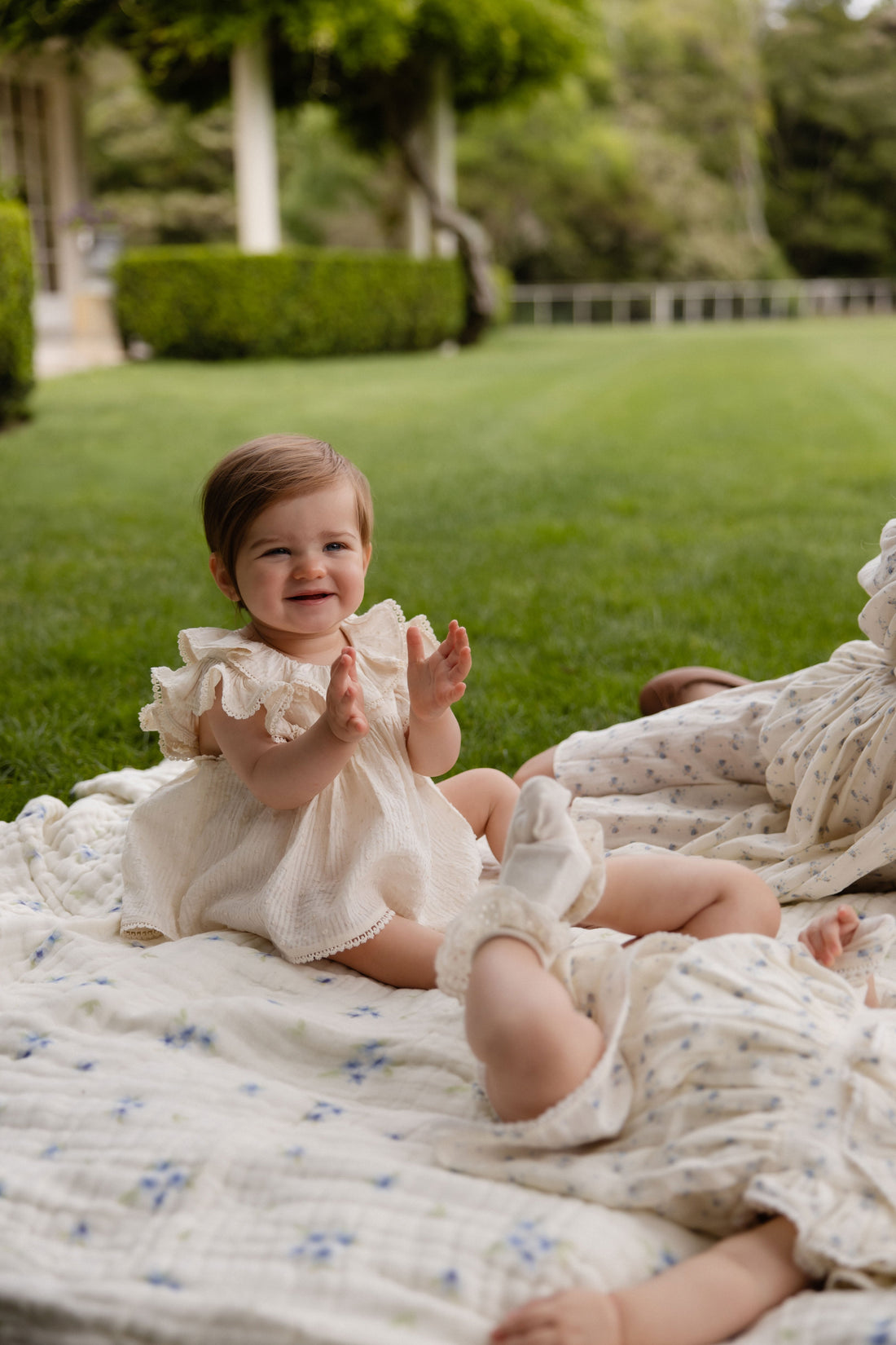 Organic Cotton Frannie Playsuit-Parchment Childrens Playsuit from Jamie Kay USA