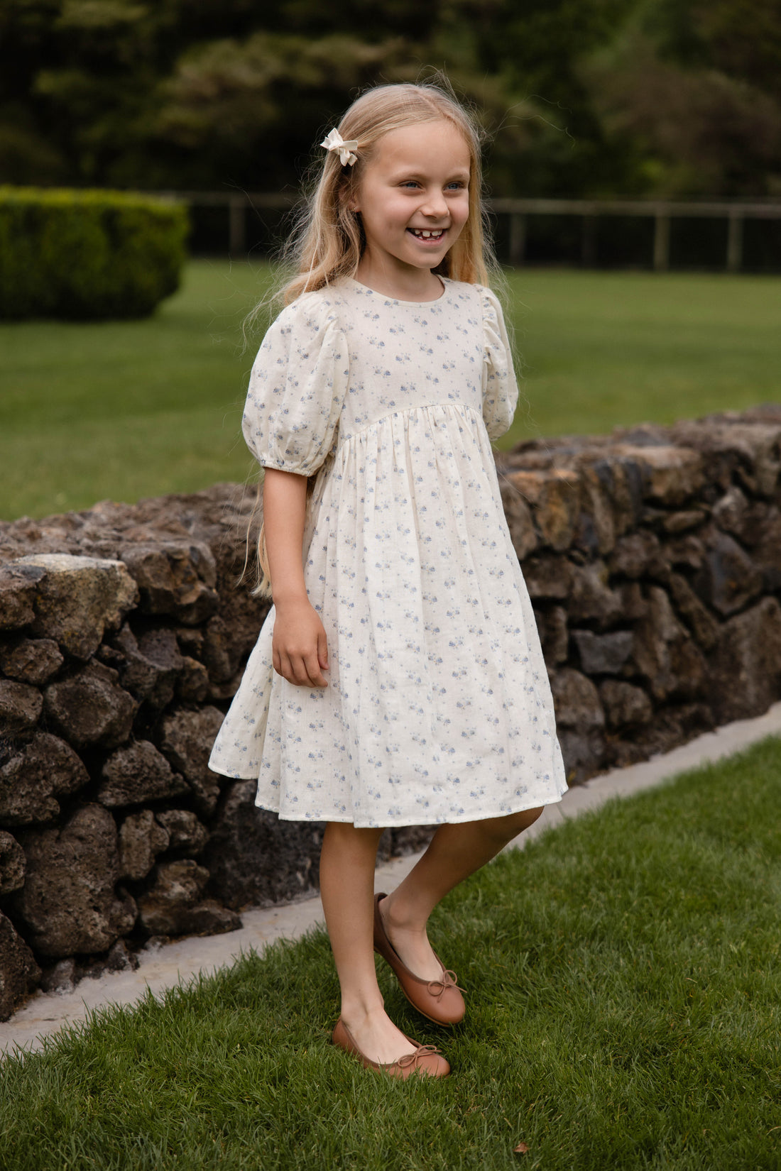 Organic Cotton Muslin Frannie Dress-Molly Blue Childrens Dress from Jamie Kay USA
