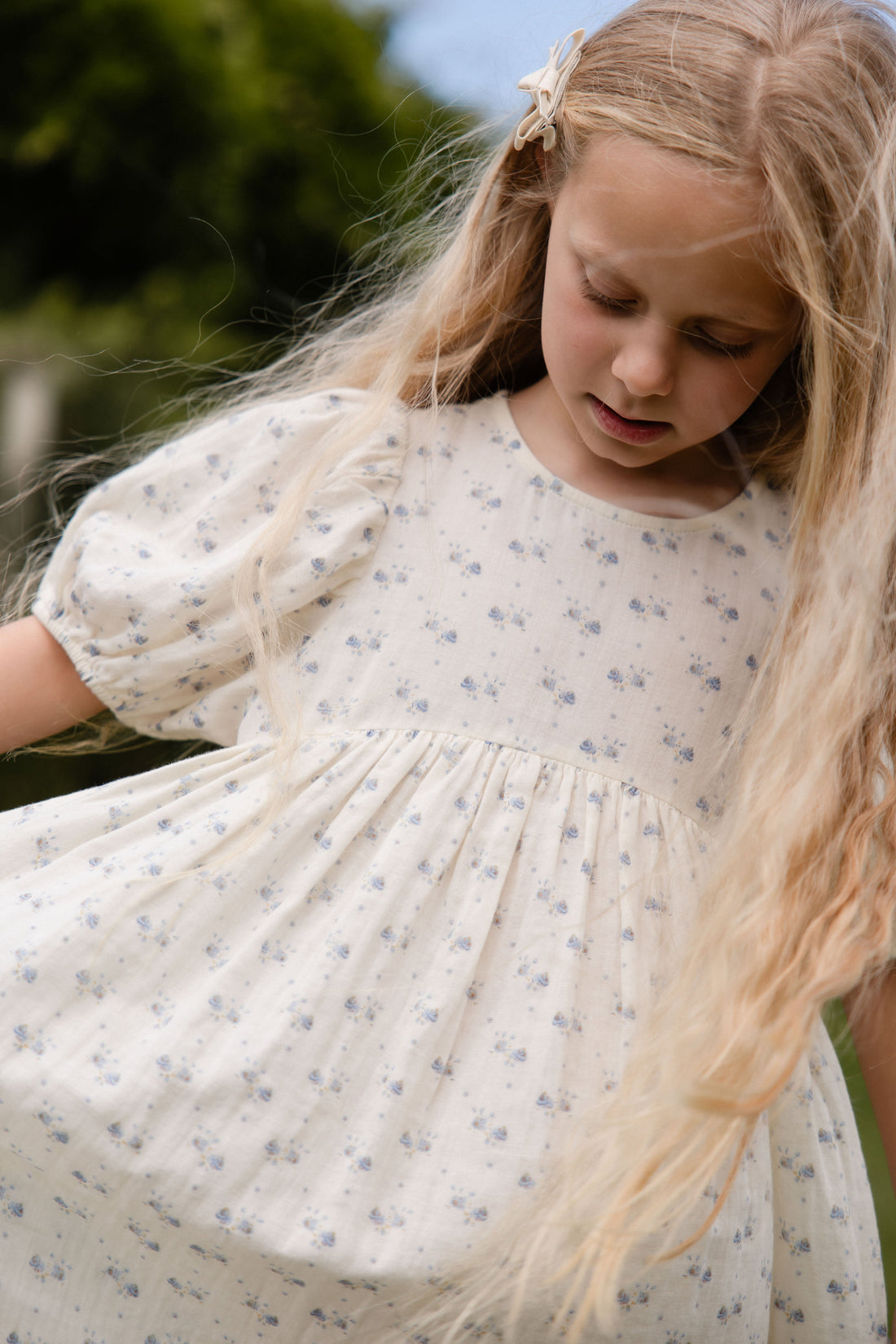 Organic Cotton Muslin Frannie Dress-Molly Blue Childrens Dress from Jamie Kay USA