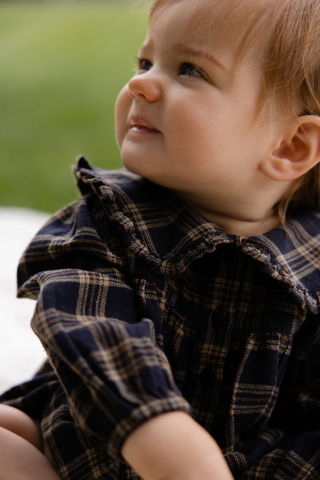 Organic Cotton Elowen Playsuit - Woodland Check Childrens Playsuit from Jamie Kay USA