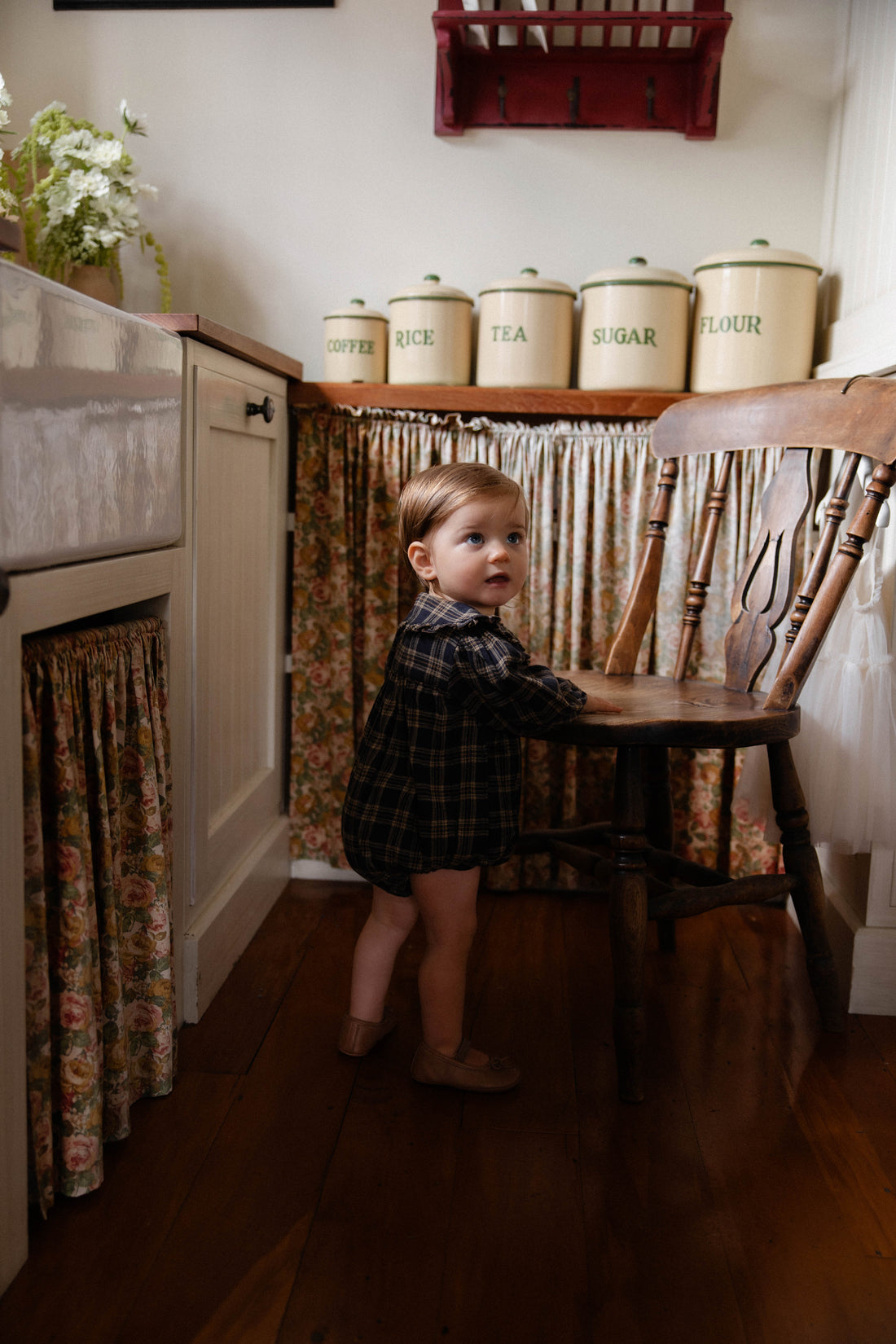 Organic Cotton Elowen Playsuit - Woodland Check Childrens Playsuit from Jamie Kay USA