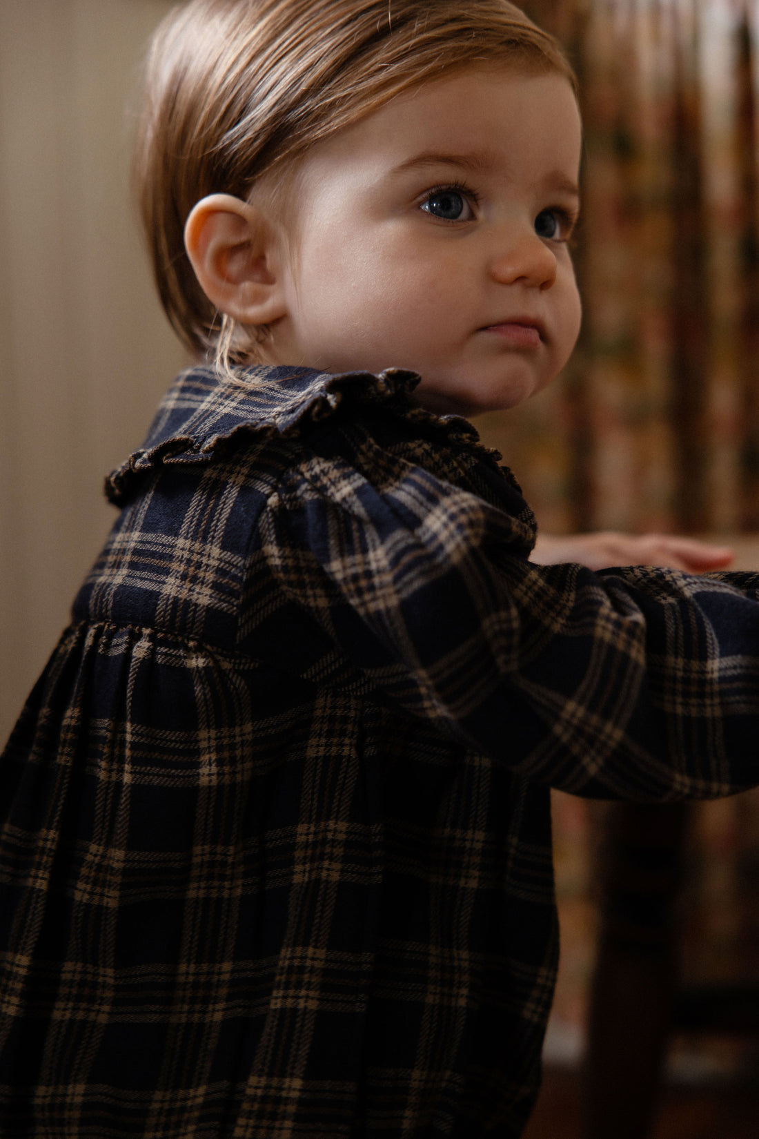 Organic Cotton Elowen Playsuit - Woodland Check Childrens Playsuit from Jamie Kay USA