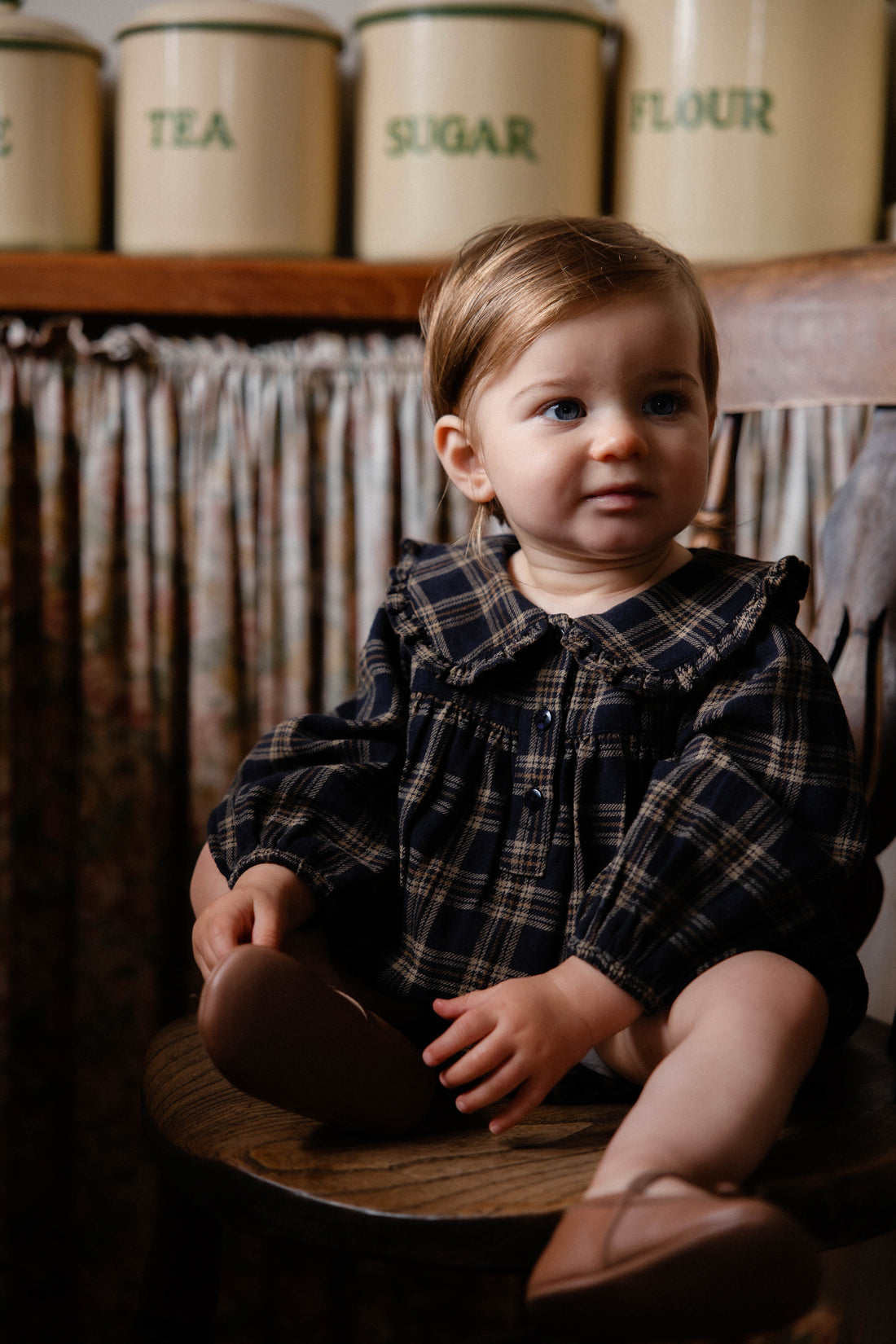 Organic Cotton Elowen Playsuit - Woodland Check Childrens Playsuit from Jamie Kay USA