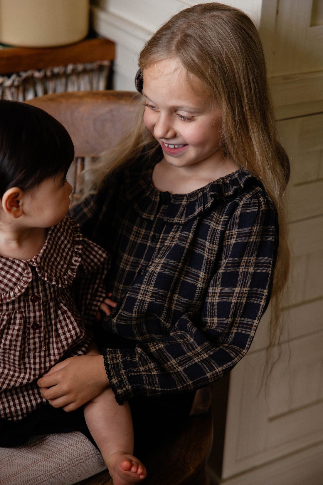 Organic Cotton Cecile Top - Woodland Check Childrens Top from Jamie Kay USA