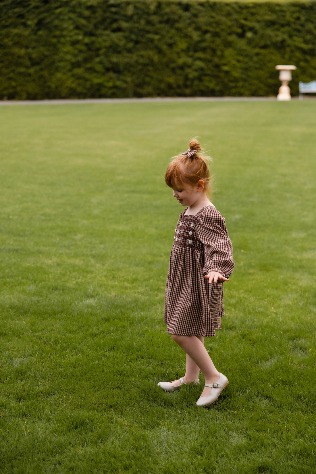 Organic Cotton Cecile Dress - Cinnamon Gingham Childrens Dress from Jamie Kay USA