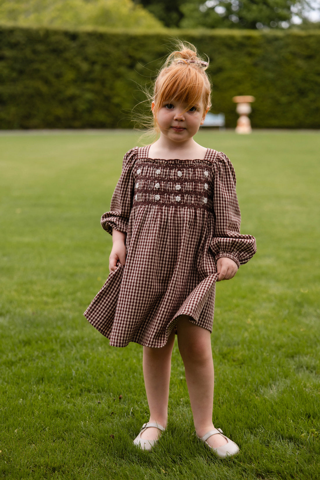Organic Cotton Cecile Dress - Cinnamon Gingham  Jamie Kay USA
