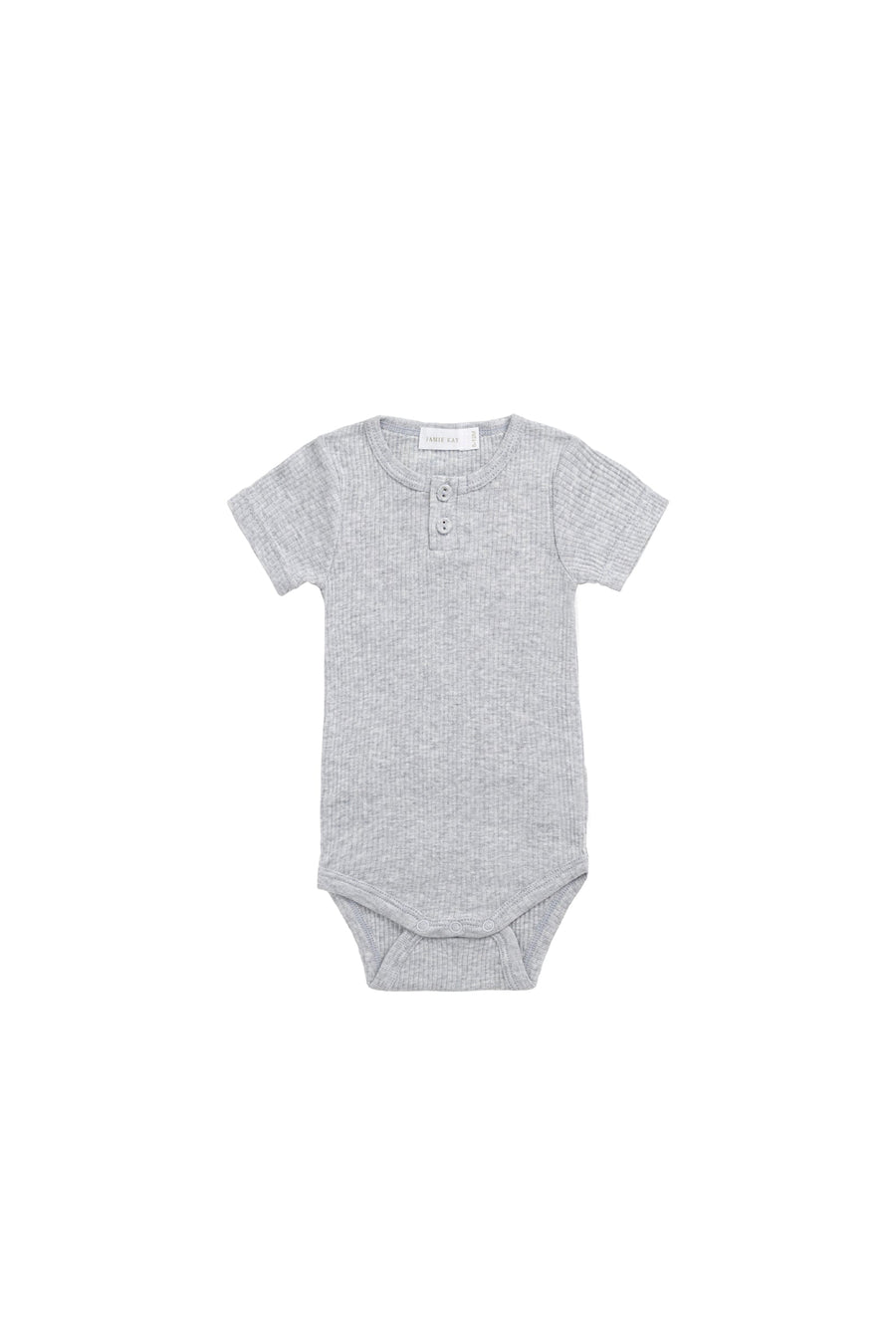 Organic Cotton Modal Darcy Rib Tee Bodysuit - Light Grey Marle Childrens Bodysuit from Jamie Kay USA