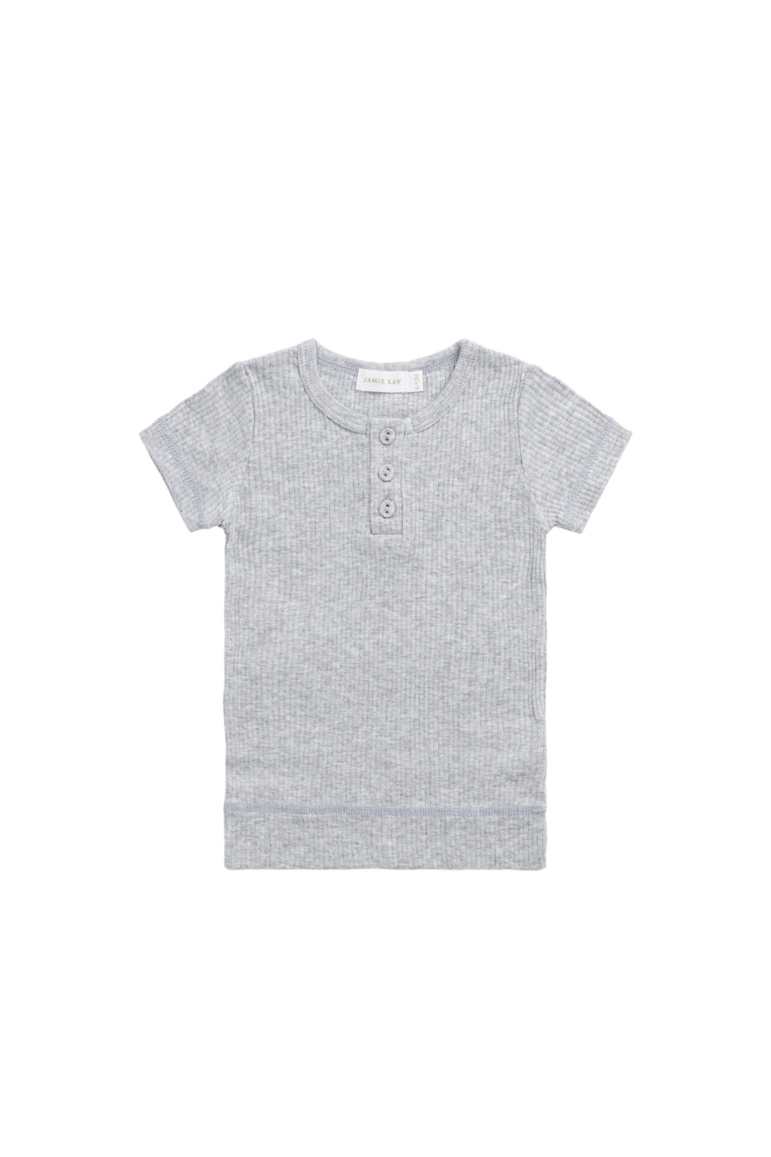 Organic Cotton Modal Henley Tee - Light Grey Marle Childrens Top from Jamie Kay USA