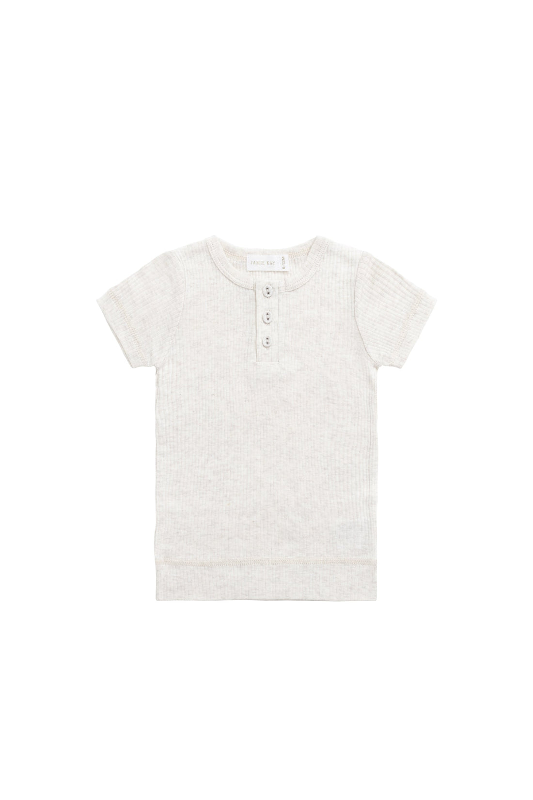 Organic Cotton Modal Henley Tee - Oatmeal Marle Childrens Top from Jamie Kay USA
