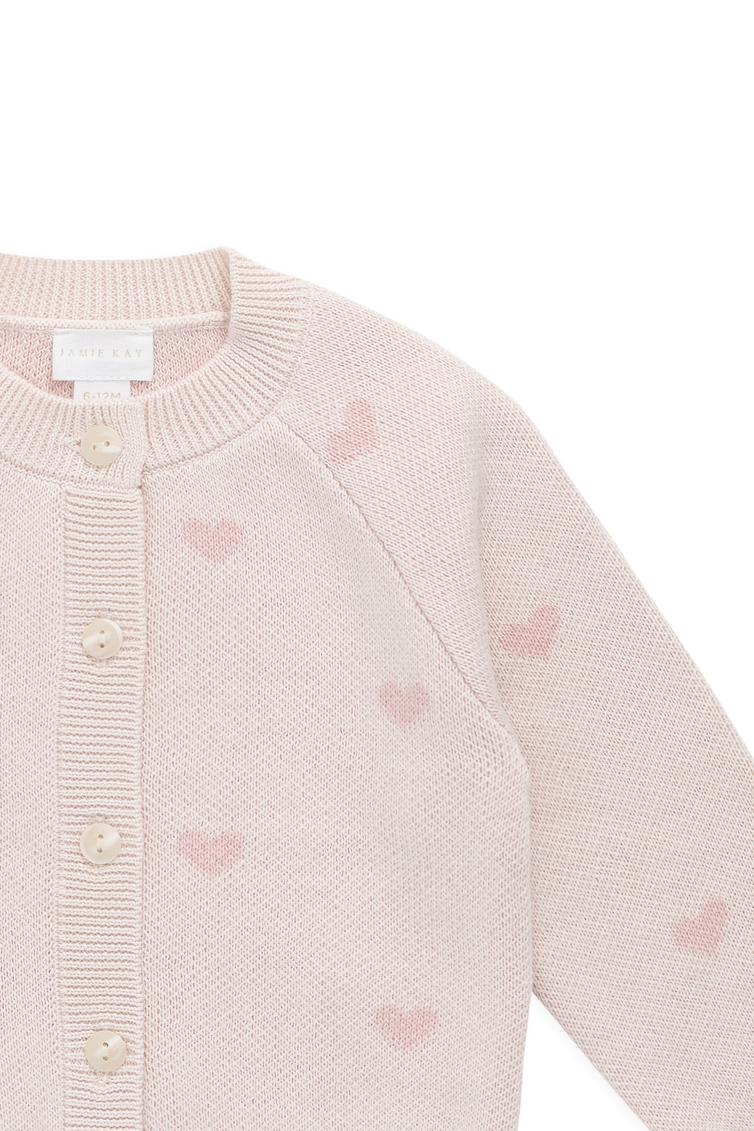 Kate Cardigan-Kate Heart Jacquard Cotton Candy Childrens Cardigan from Jamie Kay USA