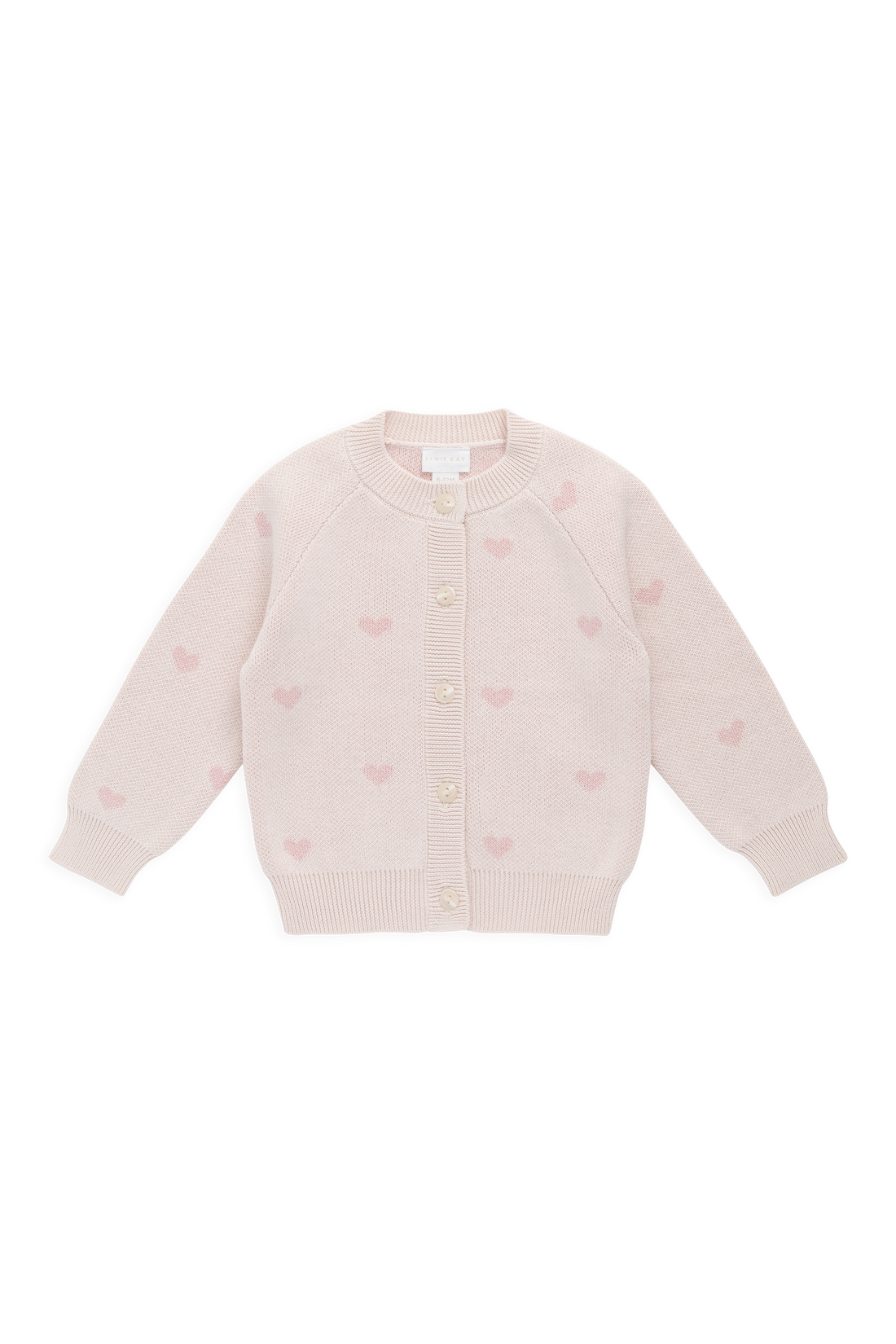 Kate Cardigan-Kate Heart Jacquard Cotton Candy Childrens Cardigan from Jamie Kay USA
