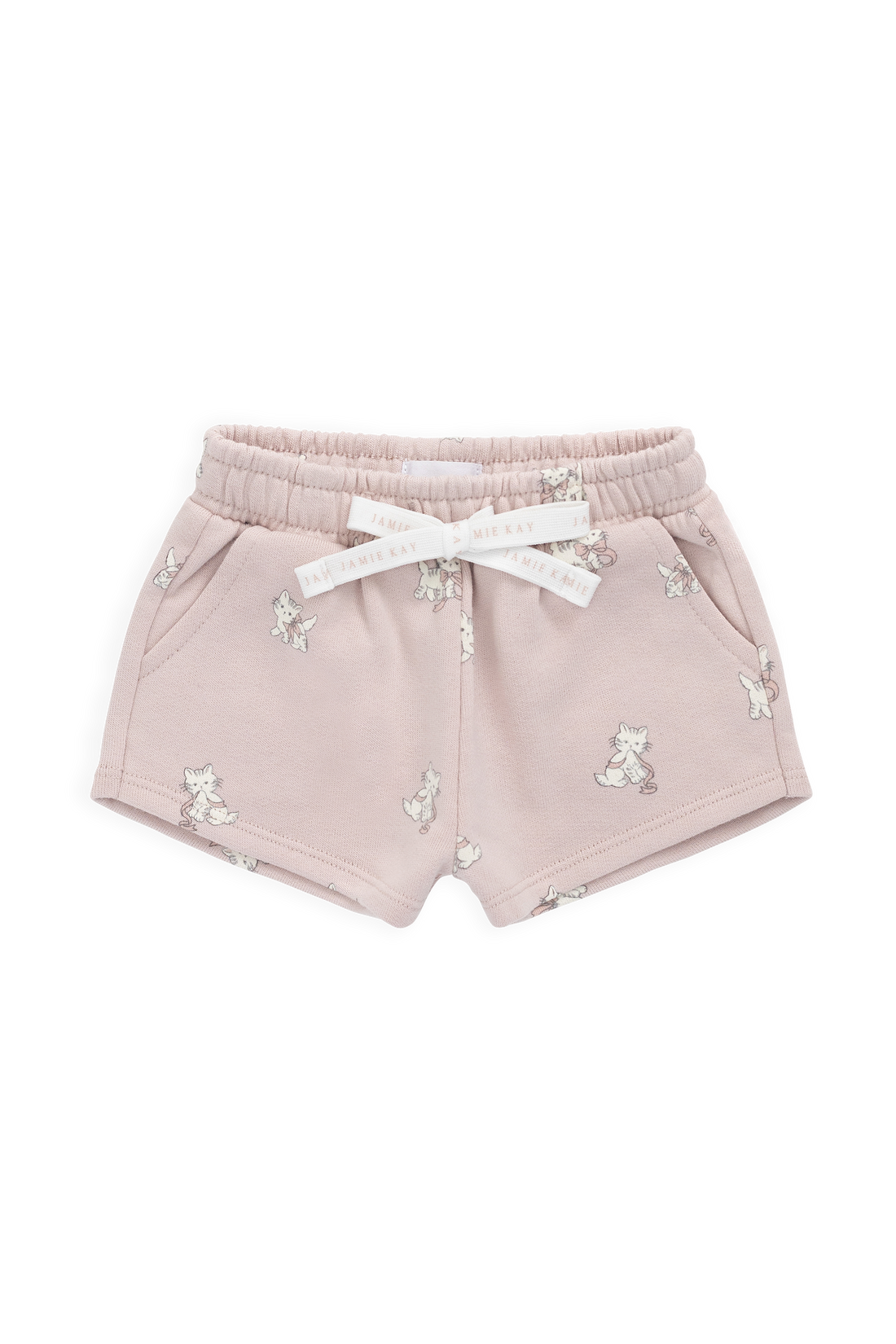 Organic Cotton Etta Short-Bow Kitties Mauve Childrens Shorts from Jamie Kay USA