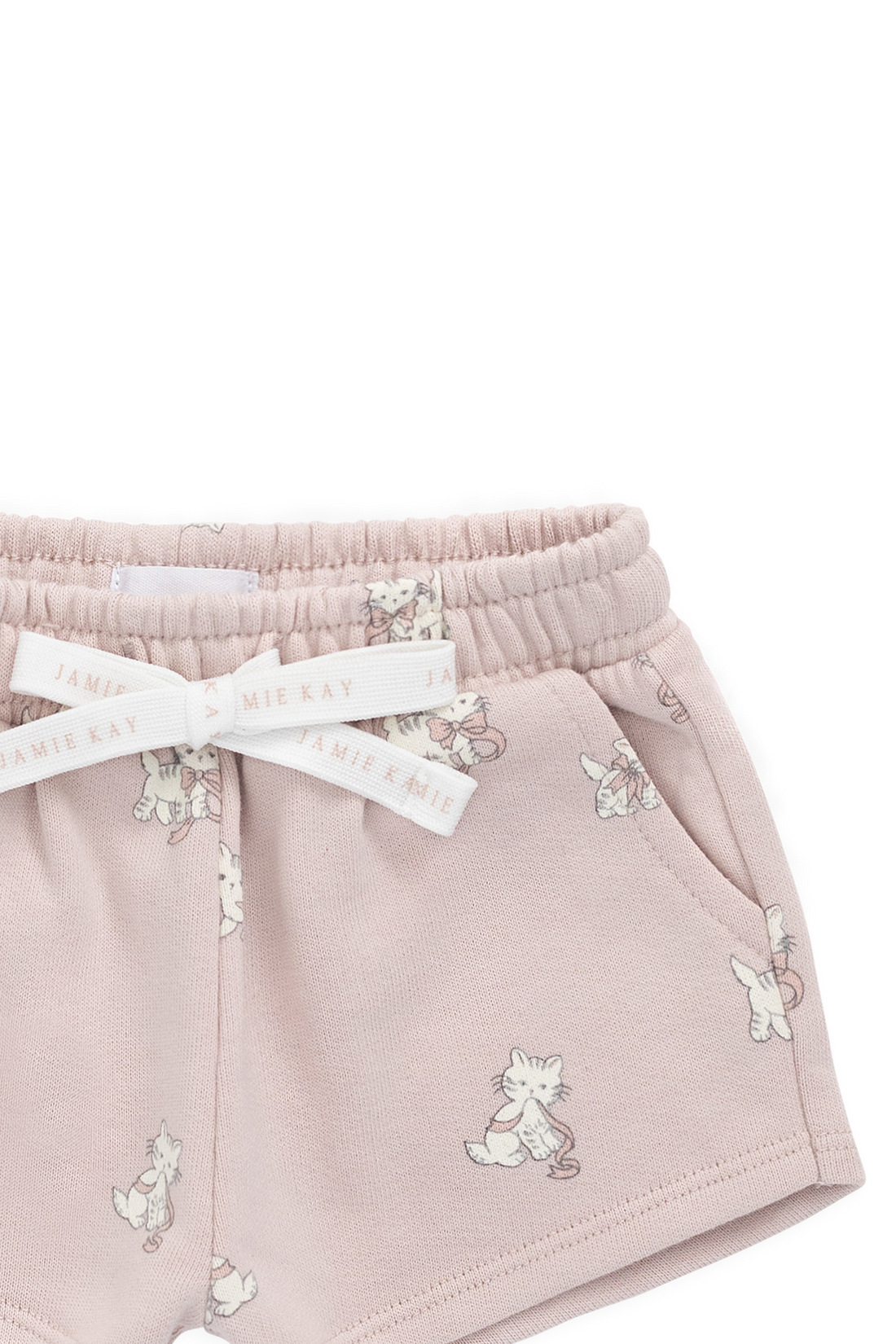 Organic Cotton Etta Short-Bow Kitties Mauve Childrens Shorts from Jamie Kay USA