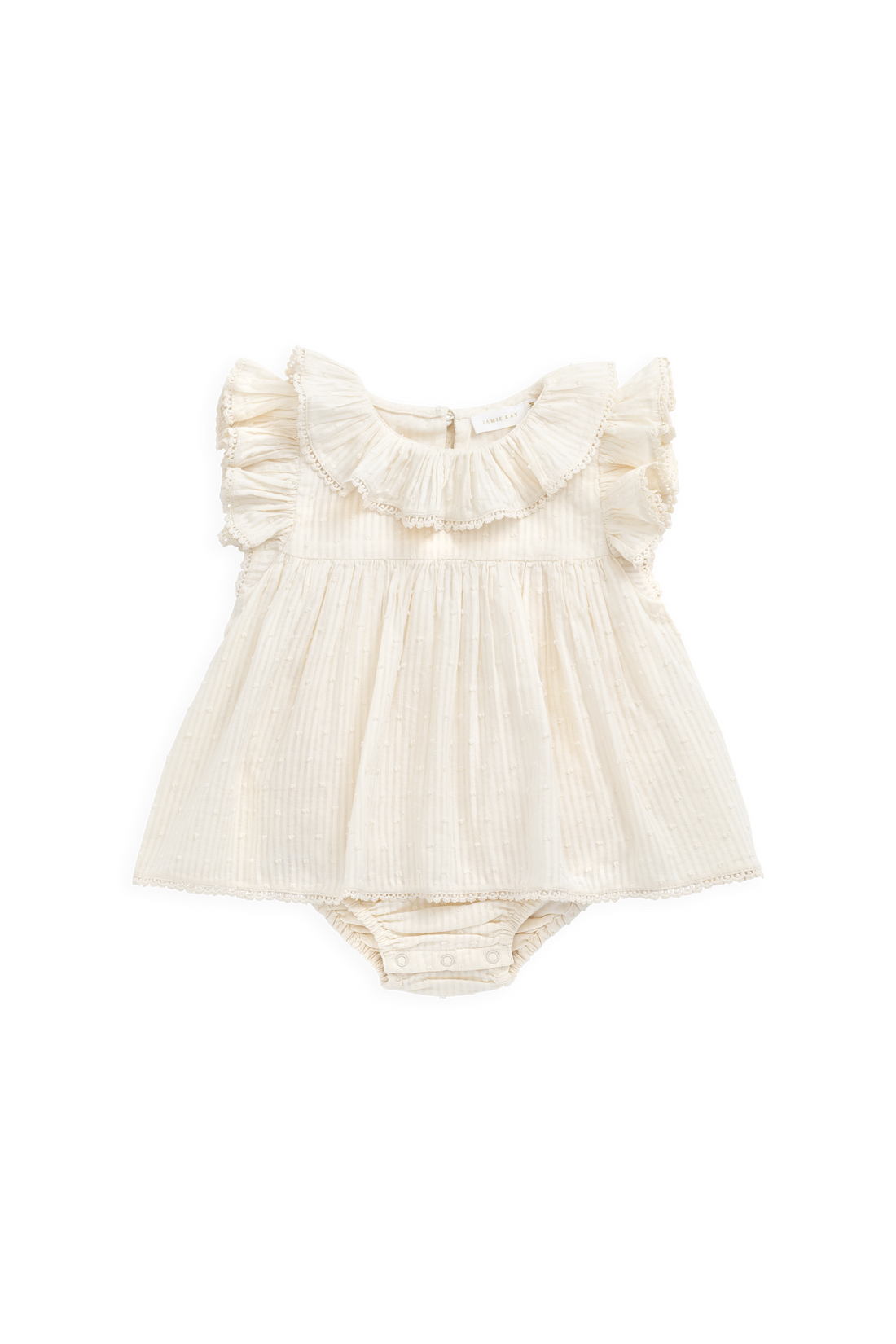 Organic Cotton Frannie Playsuit-Parchment Childrens Playsuit from Jamie Kay USA