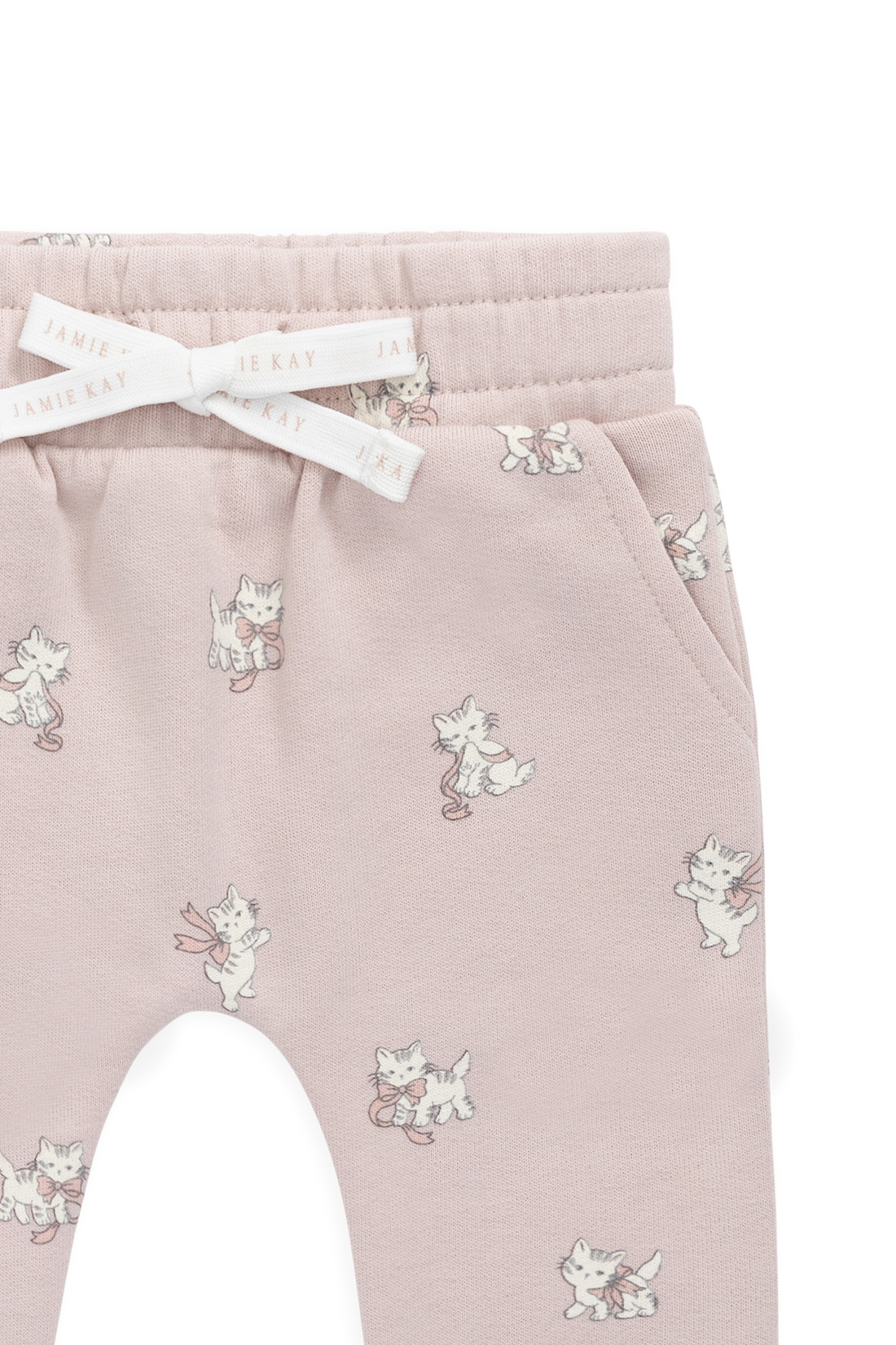 Organic Cotton Morgan Track Pant-Bow Kitties Mauve Childrens Pant from Jamie Kay USA