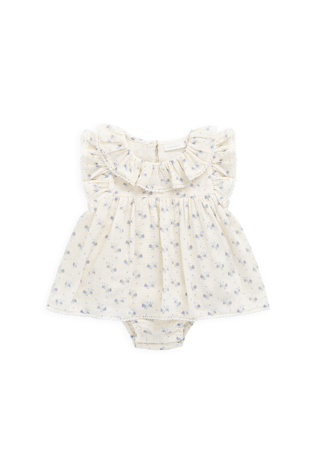 Organic Cotton Muslin Frannie Playsuit-Molly Blue Childrens Onepiece from Jamie Kay USA