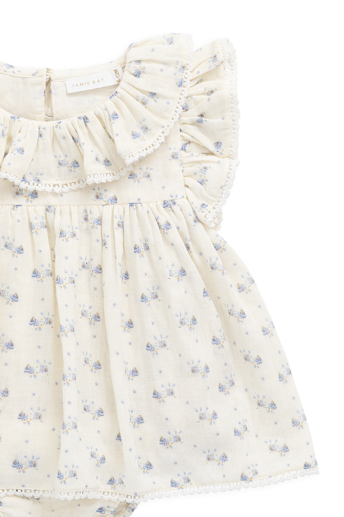 Organic Cotton Muslin Frannie Playsuit-Molly Blue Childrens Onepiece from Jamie Kay USA