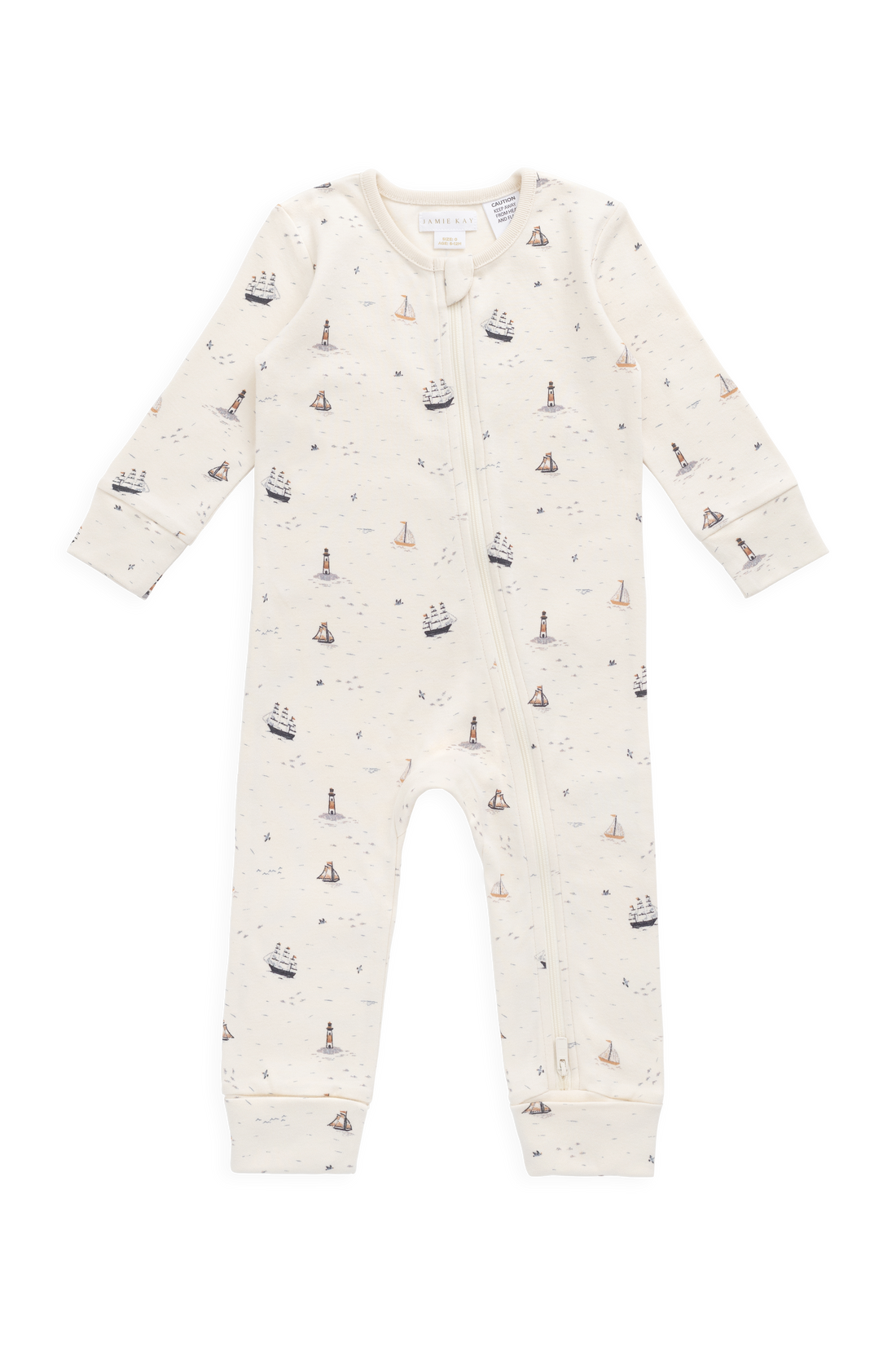 Organic Cotton Reese Zip Onepiece-Sailing Day Childrens Onepiece from Jamie Kay USA