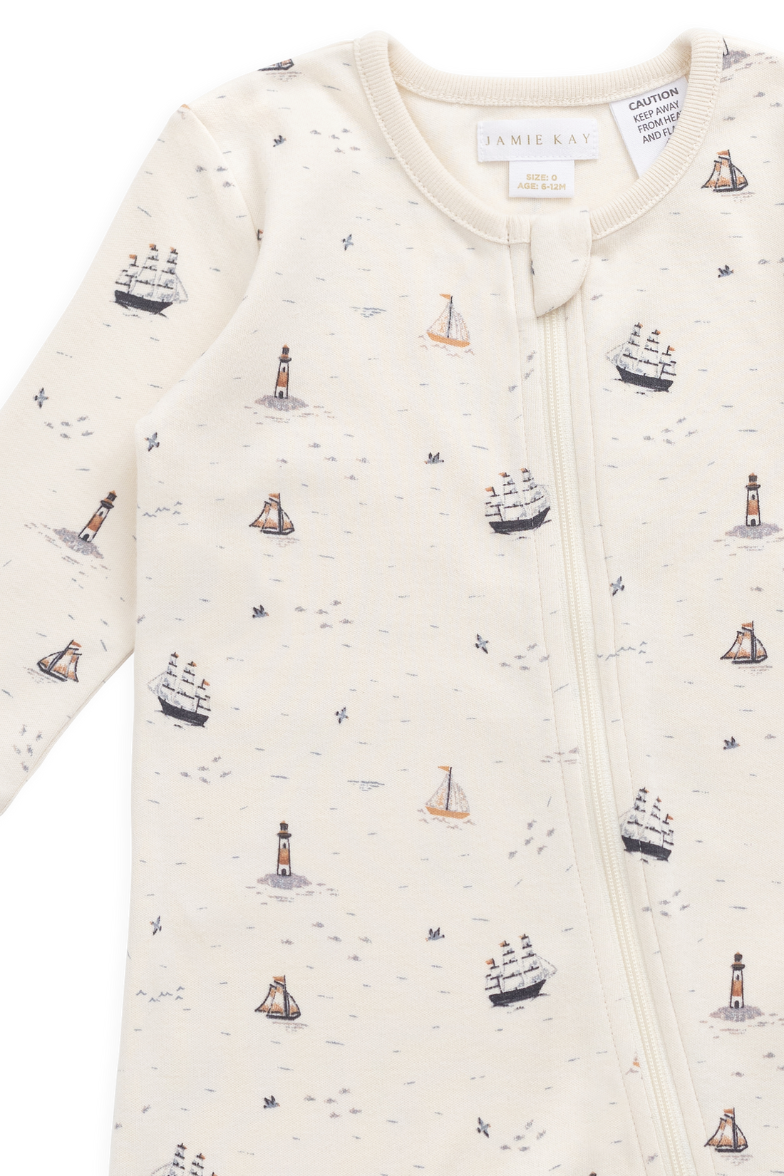 Organic Cotton Reese Zip Onepiece-Sailing Day Childrens Onepiece from Jamie Kay USA