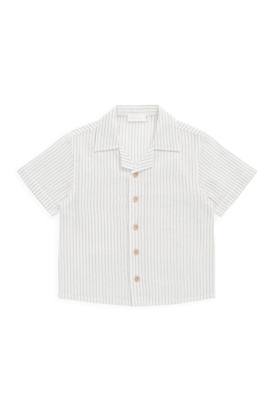 Organic Cotton Silas Shirt-Mini Pinstripe Parchment / Dawn Childrens Top from Jamie Kay USA