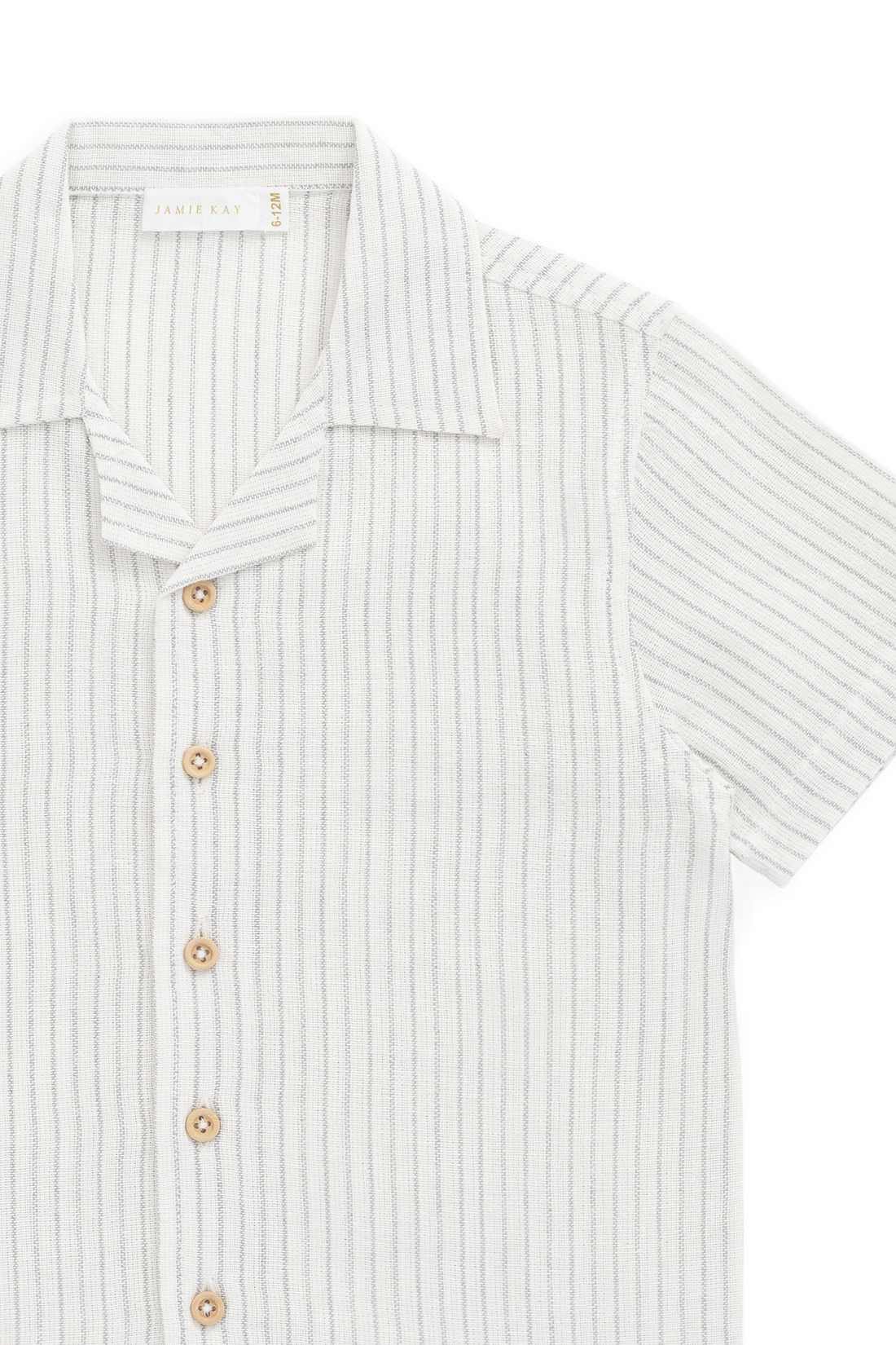 Organic Cotton Silas Shirt-Mini Pinstripe Parchment / Dawn Childrens Top from Jamie Kay USA