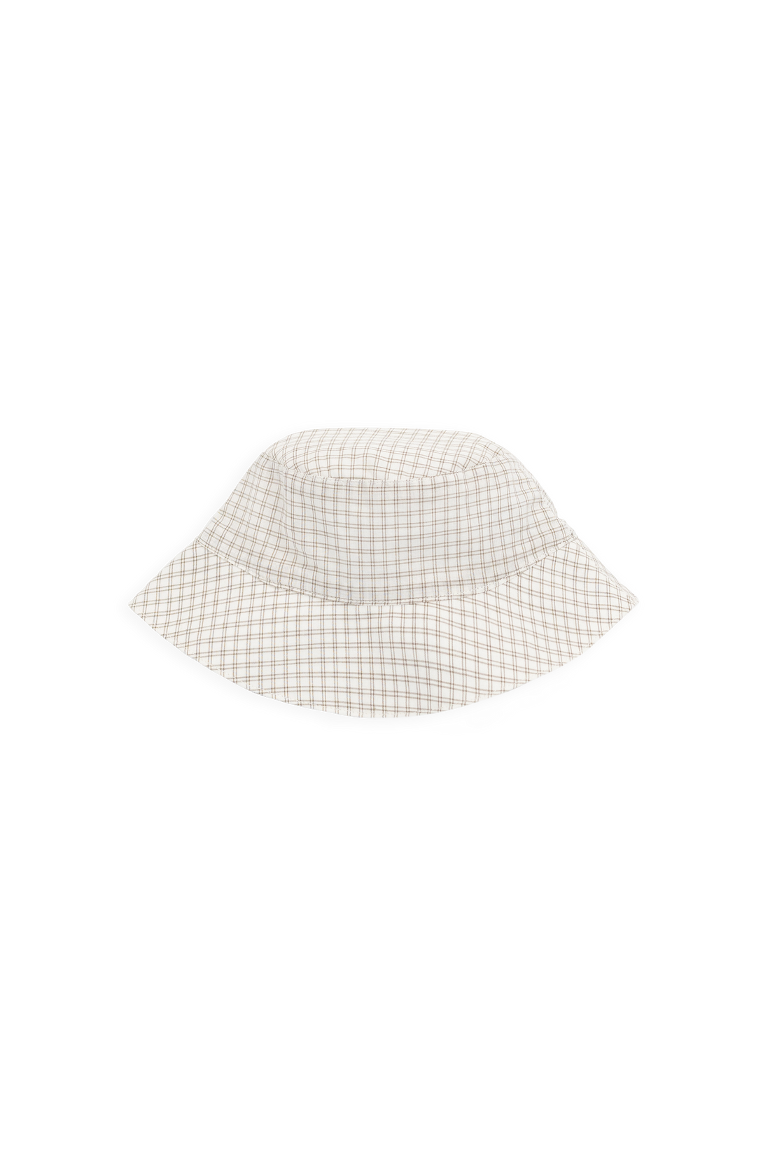 Organic Cotton Woven Bucket Hat-Double Windowpane Check Pecan Childrens Hat from Jamie Kay USA