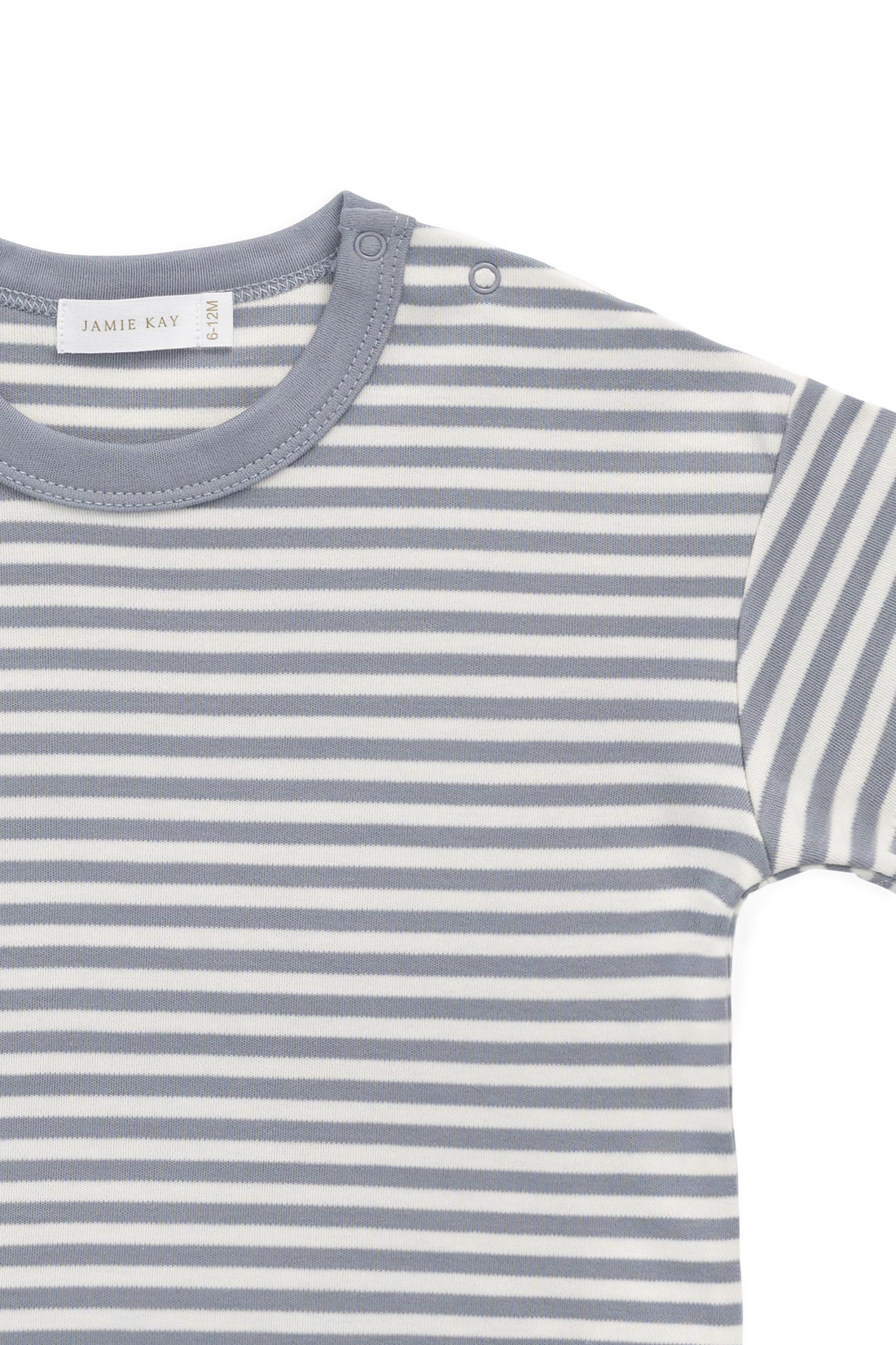 Pima Cotton Wesley Tee-Narrow Stripe Dawn / Cloud Childrens Top from Jamie Kay USA