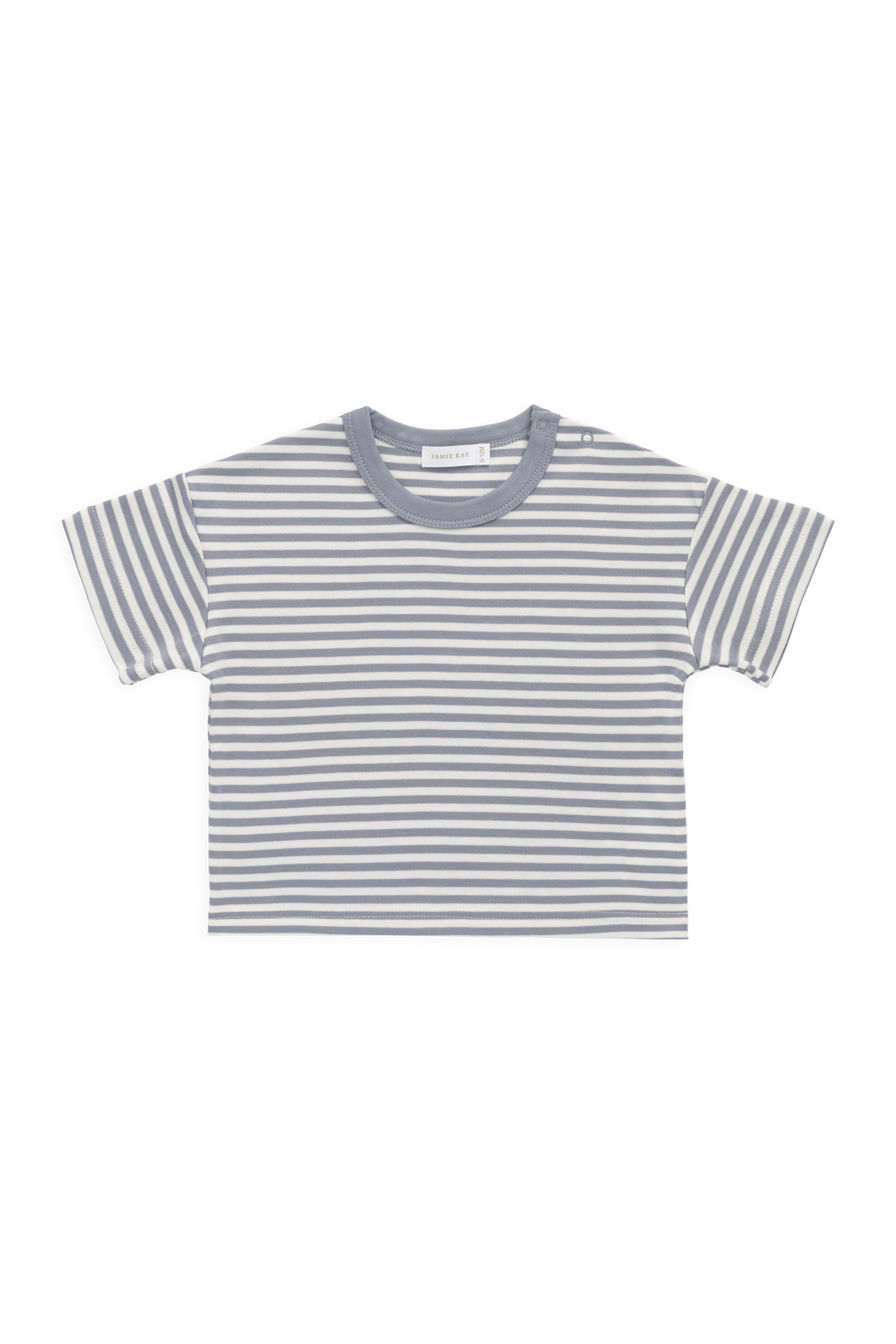 Pima Cotton Wesley Tee-Narrow Stripe Dawn / Cloud Childrens Top from Jamie Kay USA