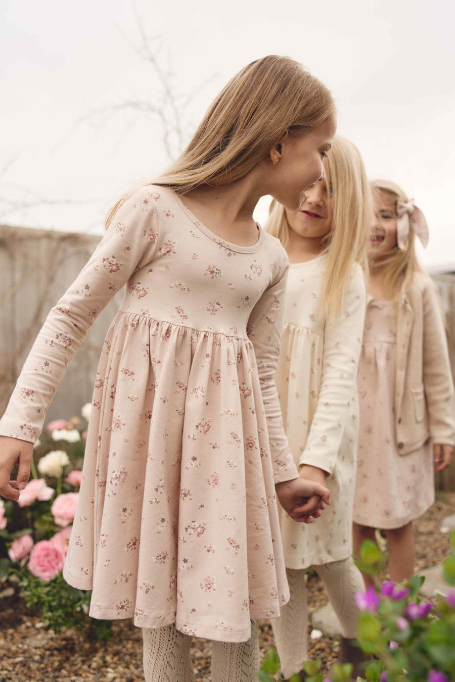 Organic Cotton Tallulah Dress - Petite Fleur Soft Peony Childrens Dress from Jamie Kay USA