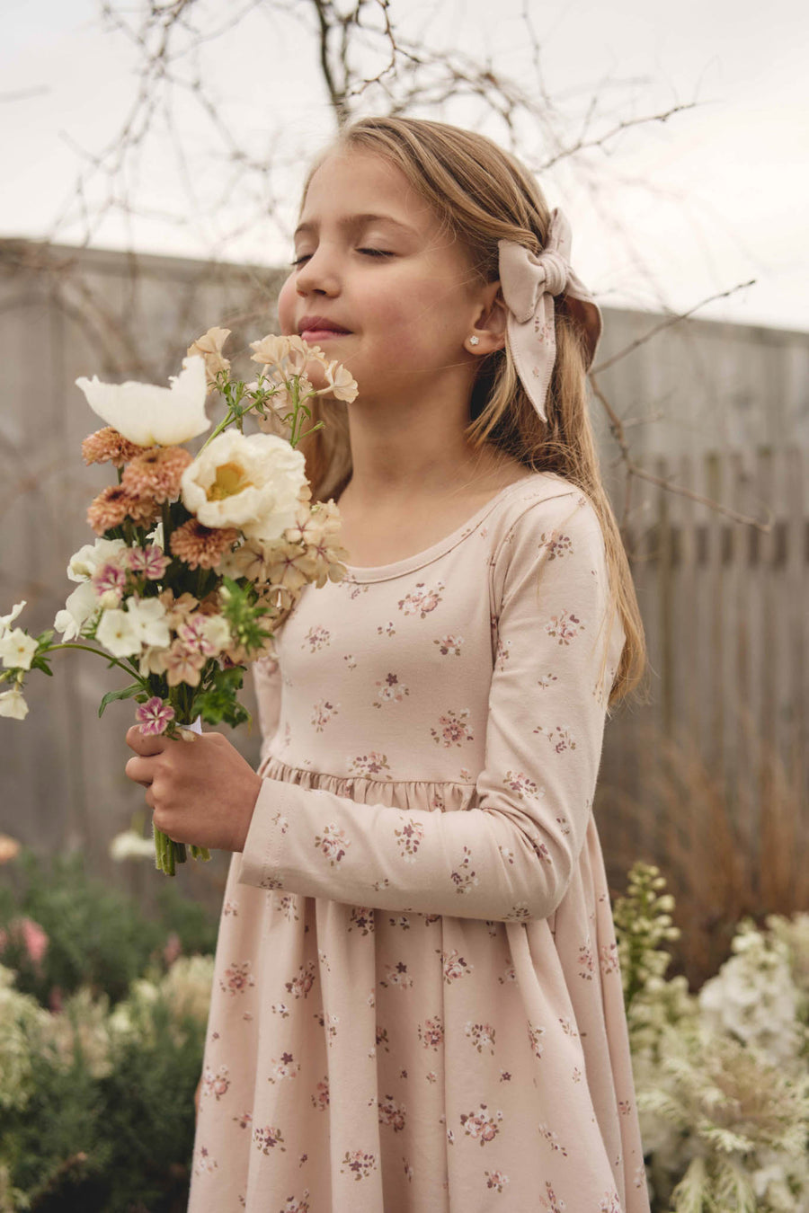 Organic Cotton Tallulah Dress - Petite Fleur Soft Peony Childrens Dress from Jamie Kay USA