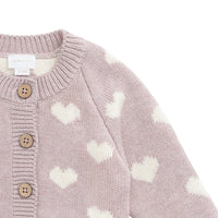 Camille Cardigan - Heart Jacquard Ballerina Marle Childrens Cardigan from Jamie Kay USA