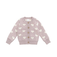 Camille Cardigan - Heart Jacquard Ballerina Marle Childrens Cardigan from Jamie Kay USA