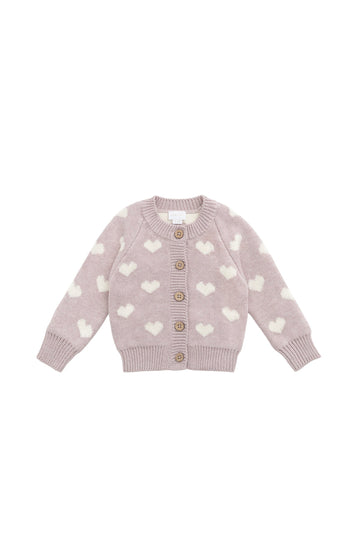 Camille Cardigan - Heart Jacquard Ballerina Marle Childrens Cardigan from Jamie Kay USA