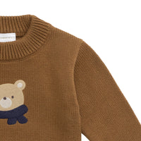 Leon Knit Jumper - Cosy Bobbie Autumn Bronze Childrens Jumper from Jamie Kay USA