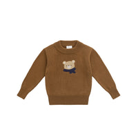 Leon Knit Jumper - Cosy Bobbie Autumn Bronze Childrens Jumper from Jamie Kay USA