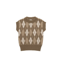 Marcus Knit Vest - Marcus Jacquard Pecan Childrens Vest from Jamie Kay USA