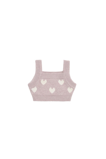 Molly Top - Heart Jacquard Ballerina Marle Childrens Top from Jamie Kay USA