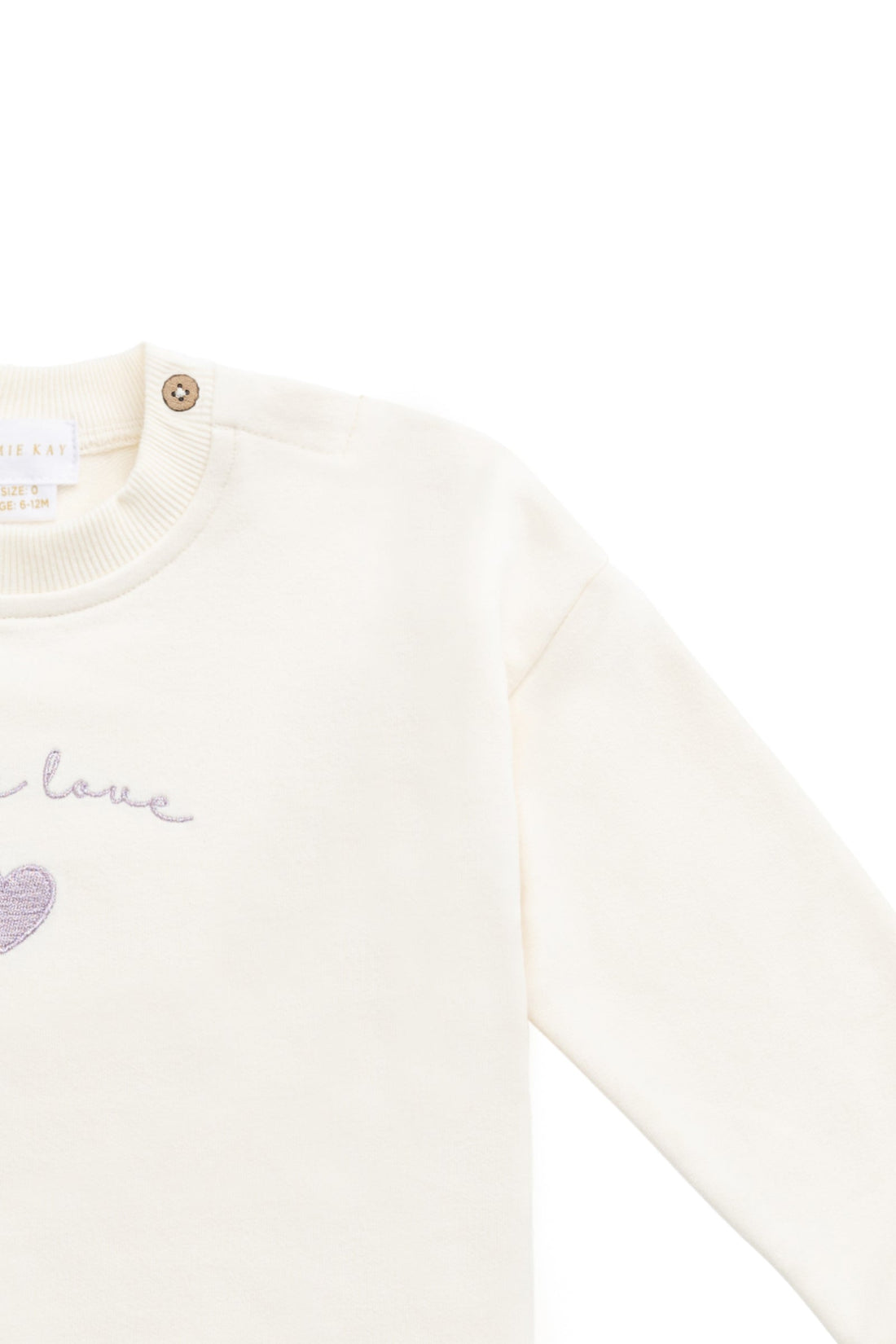 Organic Cotton Bobbie Sweatshirt - Parchment Little Love Violet Childrens Top from Jamie Kay USA