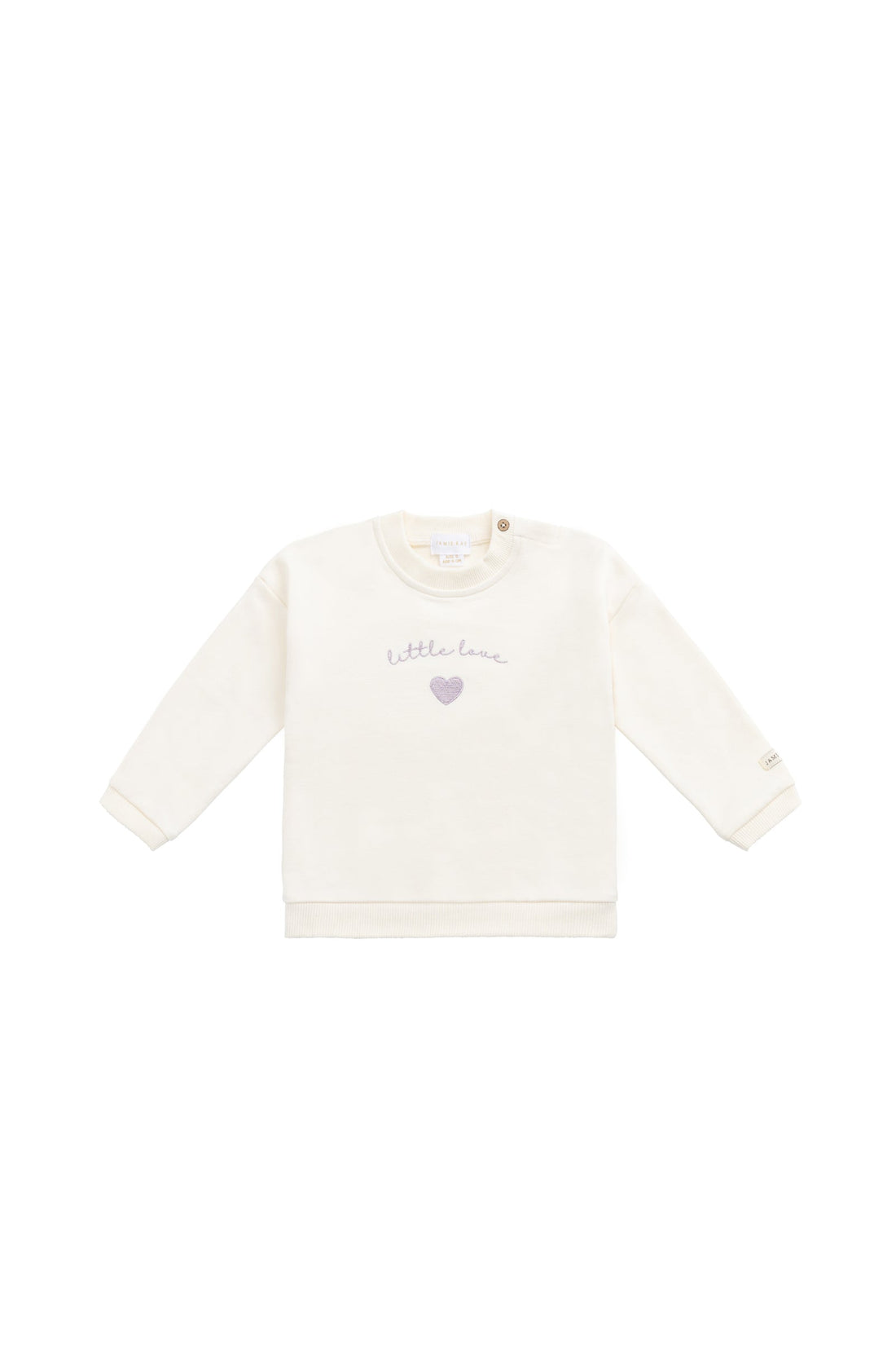 Organic Cotton Bobbie Sweatshirt - Parchment Little Love Violet Childrens Top from Jamie Kay USA