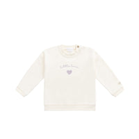 Organic Cotton Bobbie Sweatshirt - Parchment Little Love Violet Childrens Top from Jamie Kay USA