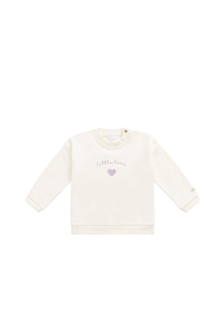 Organic Cotton Bobbie Sweatshirt - Parchment Little Love Violet Childrens Top from Jamie Kay USA