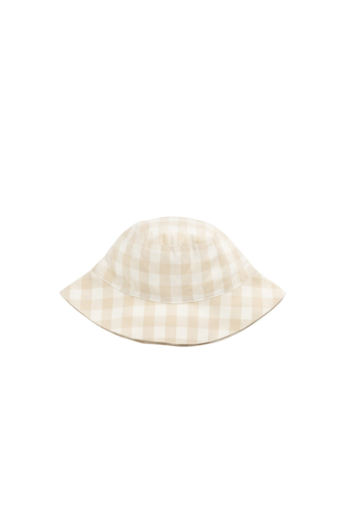 Organic Cotton Bucket Hat - Gingham Pale Khaki Childrens Hat from Jamie Kay USA