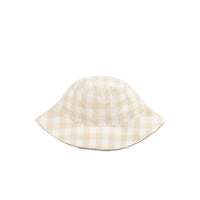 Organic Cotton Bucket Hat - Gingham Pale Khaki Childrens Hat from Jamie Kay USA