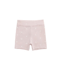 Organic Cotton Everyday Bike Short - Petite Heart Old Rose Childrens Short from Jamie Kay USA