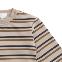 Organic Cotton Jalen Oversized Jumper - Raynor Stripe Pale Khaki Childrens Top from Jamie Kay USA