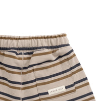 Organic Cotton Jalen Short - Raynor Stripe Pale Khaki Childrens Short from Jamie Kay USA