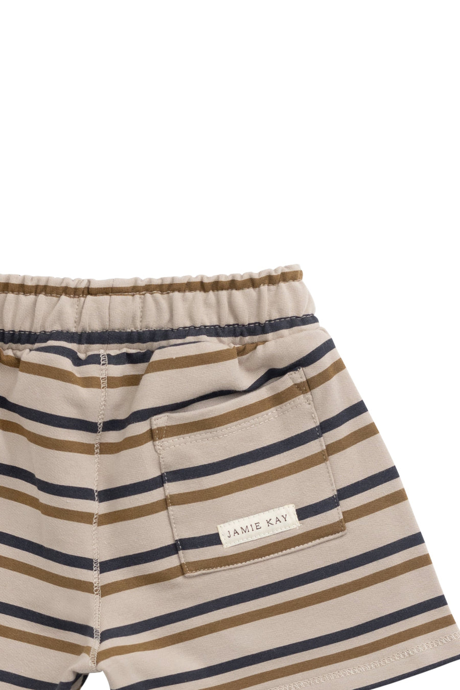 Organic Cotton Jalen Short - Raynor Stripe Pale Khaki Childrens Short from Jamie Kay USA