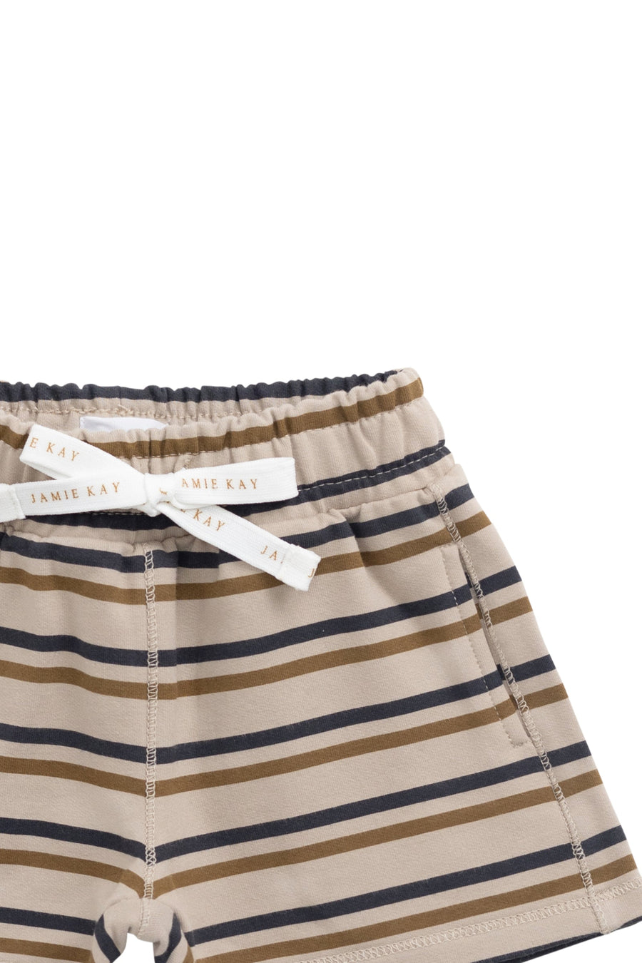 Organic Cotton Jalen Short - Raynor Stripe Pale Khaki Childrens Short from Jamie Kay USA